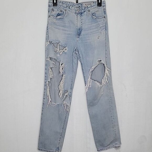 Ag Adriano Goldschmied The Phoebe Aged Denim Blowout Knee Jeans Size 27R - Picture 1 of 9